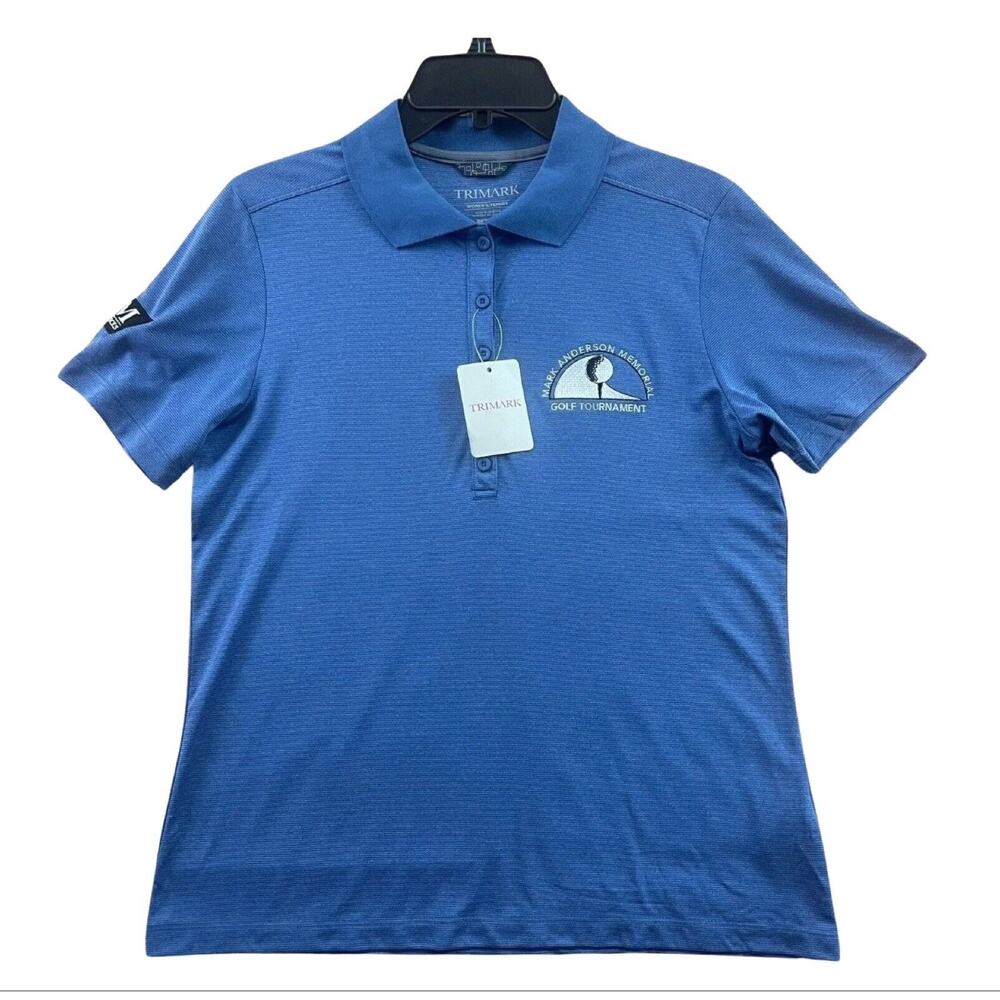 Golf Polo Shirt Womens Size Medium Blue Mark Anderson Memorial Trimark NEW